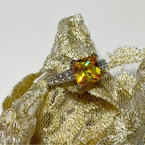Canary yellow sapphire sterling silver engagement ring